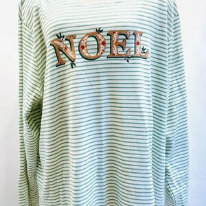 NWT CROFT & BARROW Women Long Sleeve Pullover Striped The Classic Tee Top Sz 2X